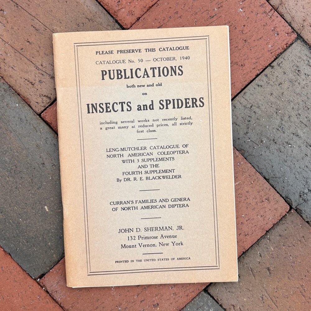 1940 Insects and Spiders Publications Catalogue Arachnid Entomology Biology